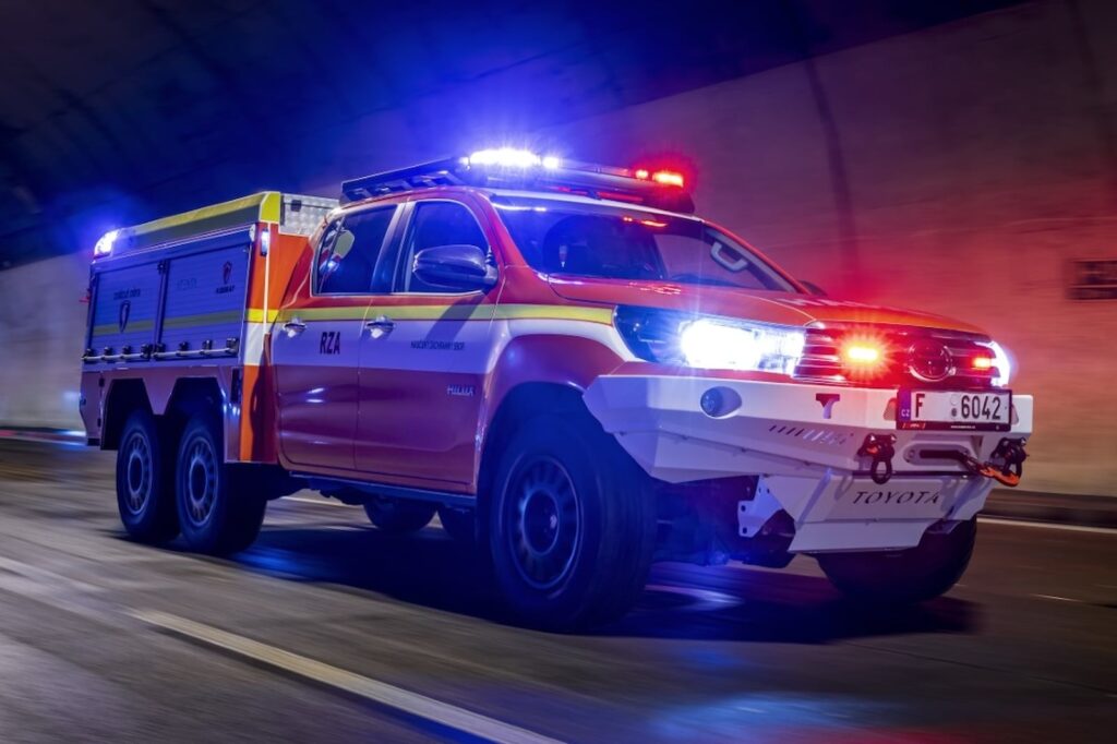 Toyota Hilux Turned Into 6x6 Firetruck That Fights EV Blazes