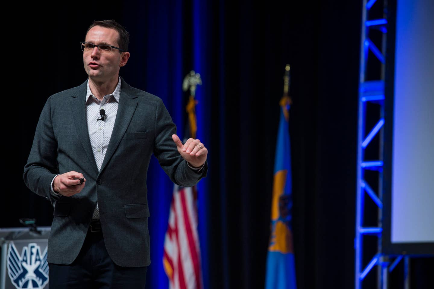 Dr. Will Roper, Assistant Secretary of the Air Force for Acquisition, Technology and Logistics, discusses “Fielding Tomorrow’s Air Force Faster and Smarter,” during the Air Force Association’s Air Warfare Symposium in Orlando, Florida, Feb. 27, 2019. (U.S. Air Force photo by Tech. Sgt. DeAndre Curtiss)