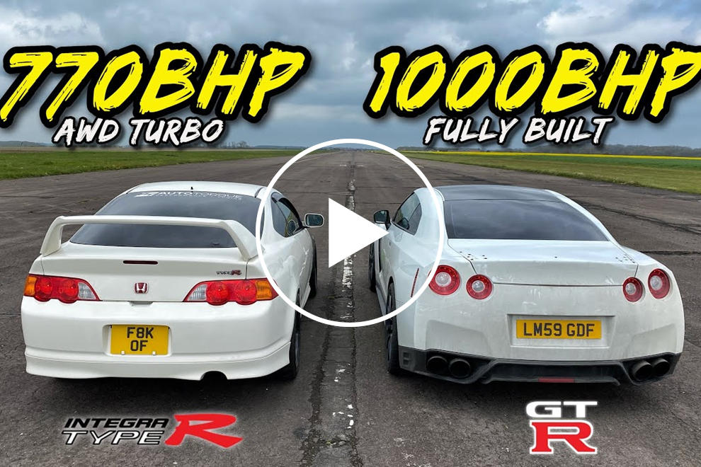 770-HP Integra Type R Vs 1,000-HP Nissan GT-R Drag Race Is Closer Than You Think