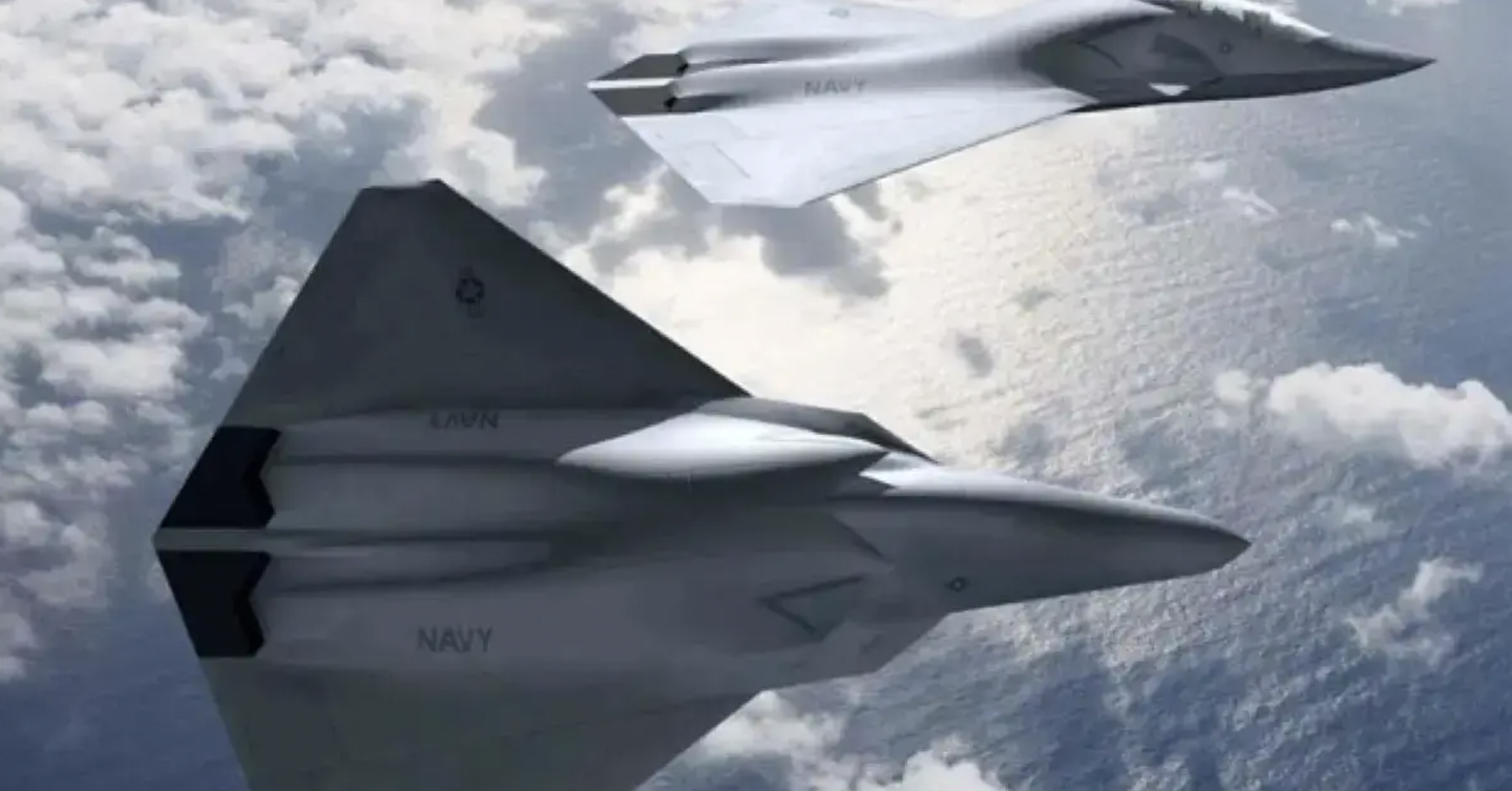 A rendering of a sixth-generation stealth combat jet design for the U.S. Navy. <em>Boeing</em>