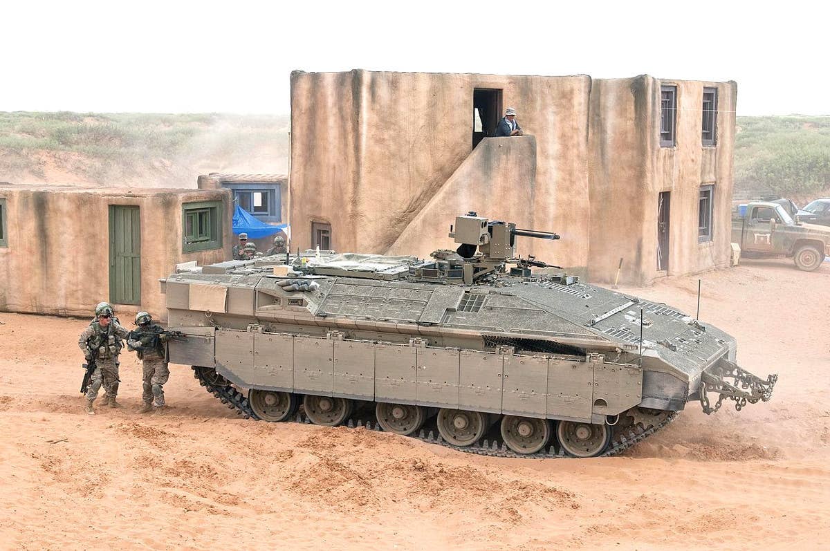 A Namer heavy armored personnel carrier during a test in the United States. <em>US Army</em>