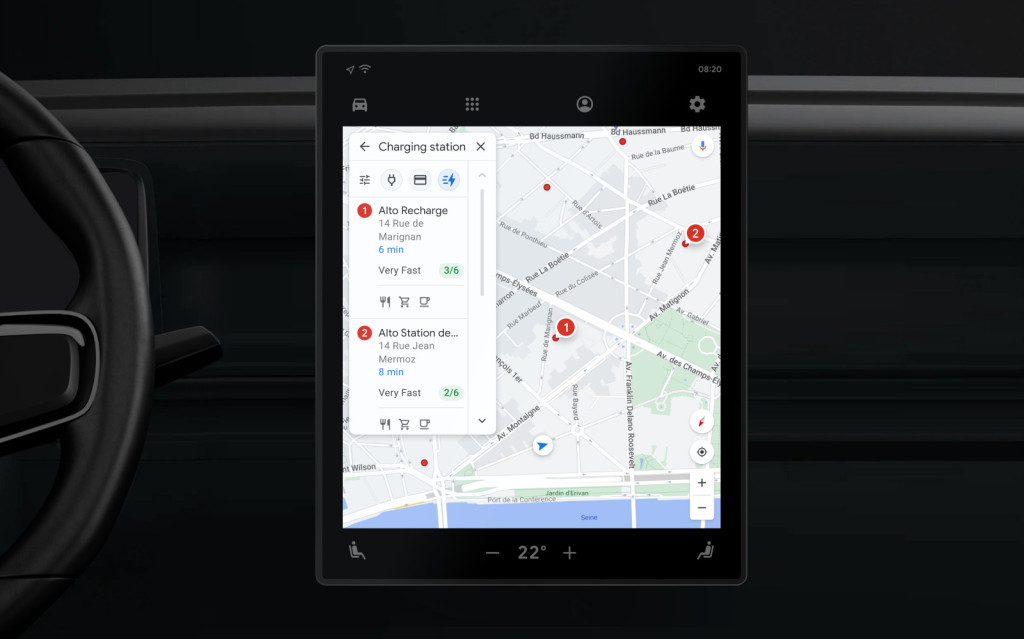 Google Maps EV charging station functionality