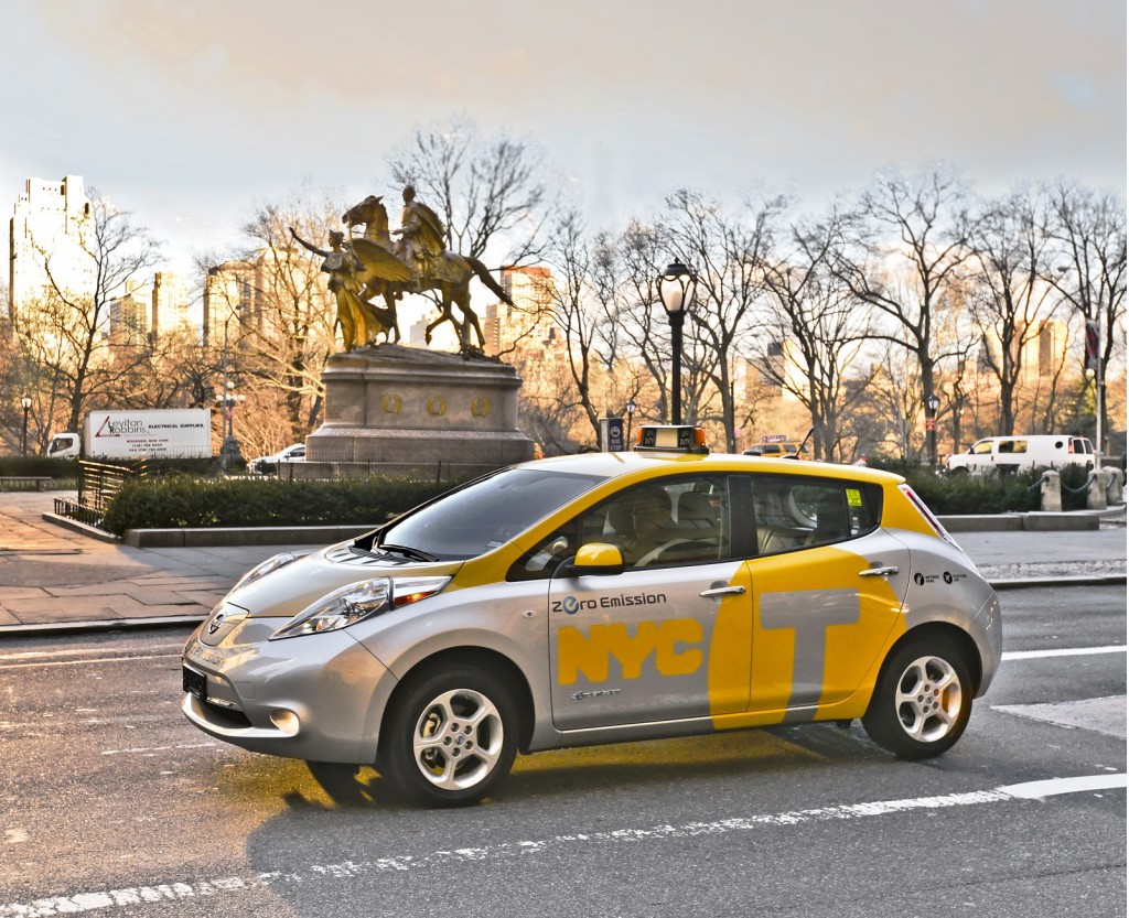 2013 Nissan Leaf electric car tested as taxi in New York City, April 2013