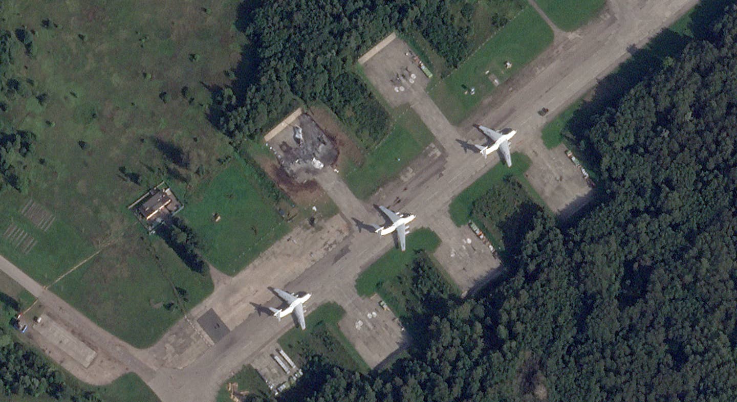 AnotherA Russian IL-76 Candid transport jet seen destroyed during a Ukrainian drone attack on Kresty Air Base in Pskov, Russia.  <em>PHOTO © 2023 PLANET LABS INC. ALL RIGHTS RESERVED. REPRINTED BY PERMISSION</em>