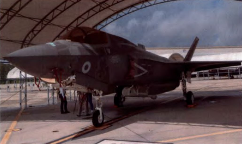 Locally acquired intake plugs in a U.K. F-35B at MCAS Beaufort. <em>Crown Copyright</em>