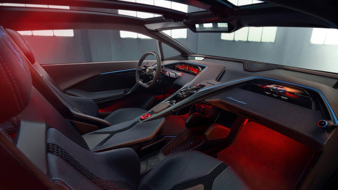 The interior of the brand's Lanzador concept. <em>Lamborghini</em>