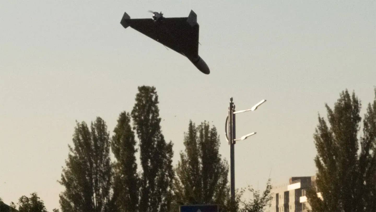 A Shahed drone during attacks in Kyiv on October 17, 2022. <em>Photo by YASUYOSHI CHIBA/AFP via Getty Images</em>