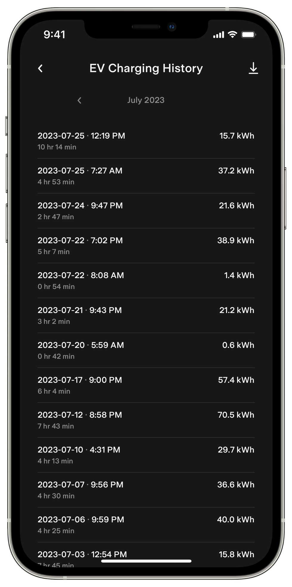 tesla home charging history