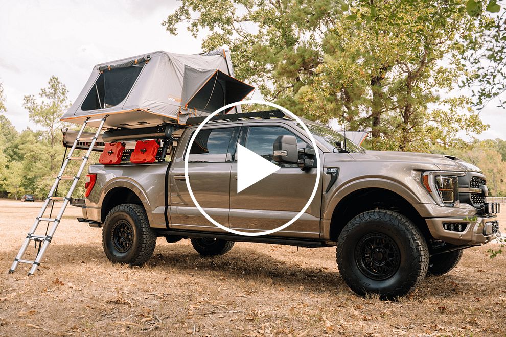 Custom Ford F-150 Features A Roof-Height Tent And A Portable Shower