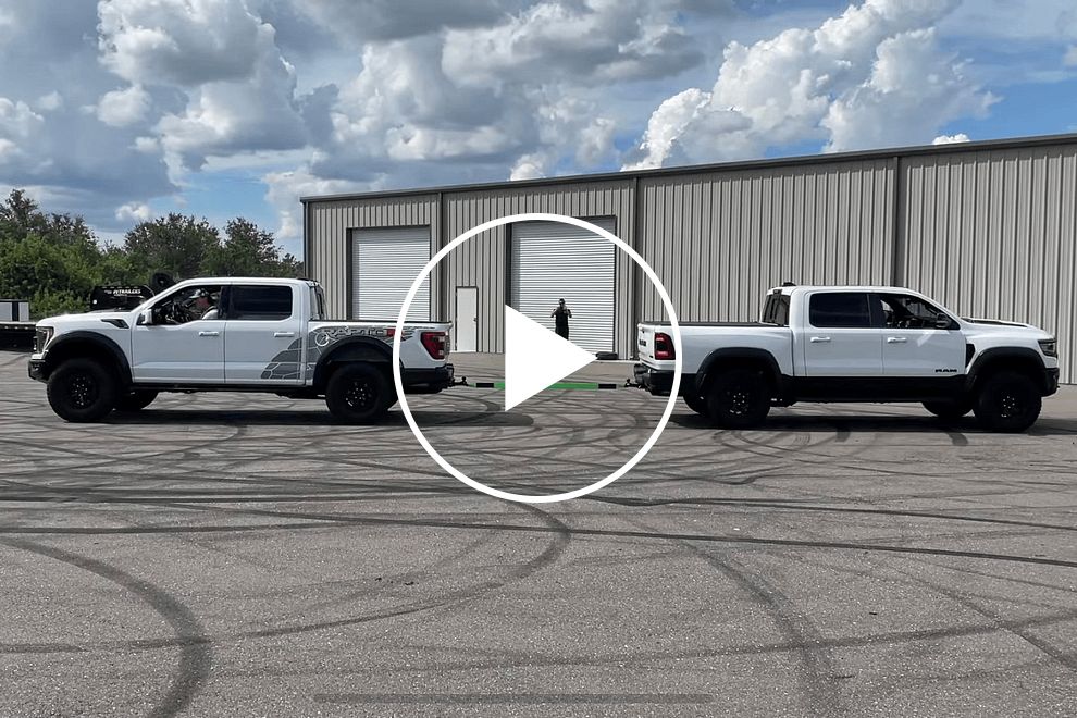 Ram 1500 TRX Embarrasses Ford F-150 Raptor R In A Game Of Tug Of War