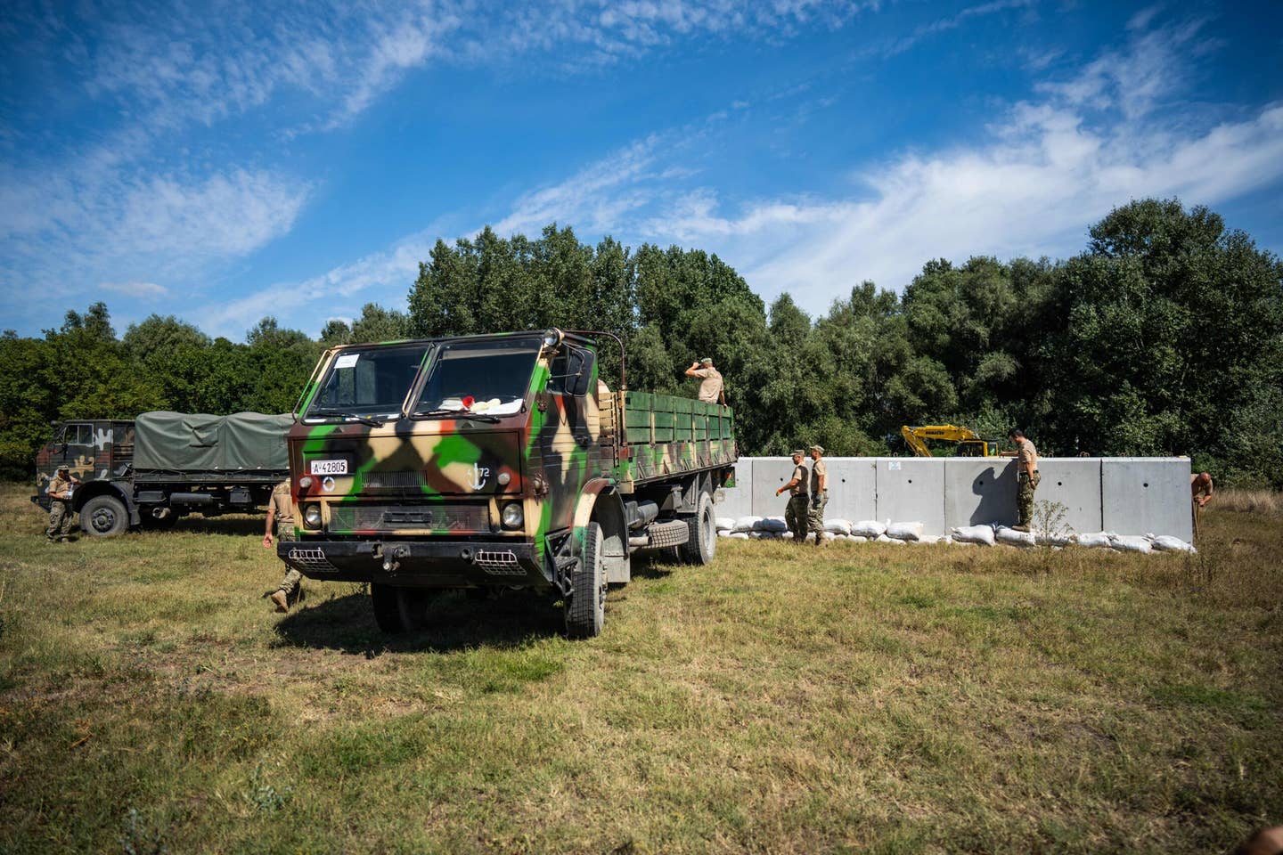 Romanian Army soldiers build a bomb shelter in the village of Plauru, in the Danube Delta, 186 miles east of Bucharest, Romania, on September 12, 2023. <em>Photo by MIHAI BARBU/AFP via Getty Images</em>