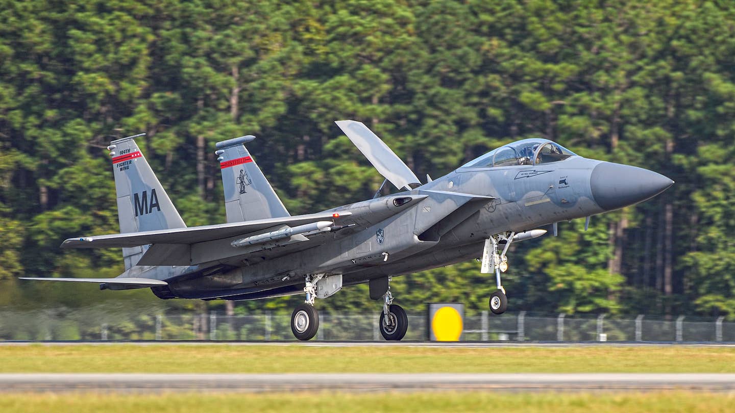 An F-15C returns from a William Tell mission. <em>Jamie Hunter</em>