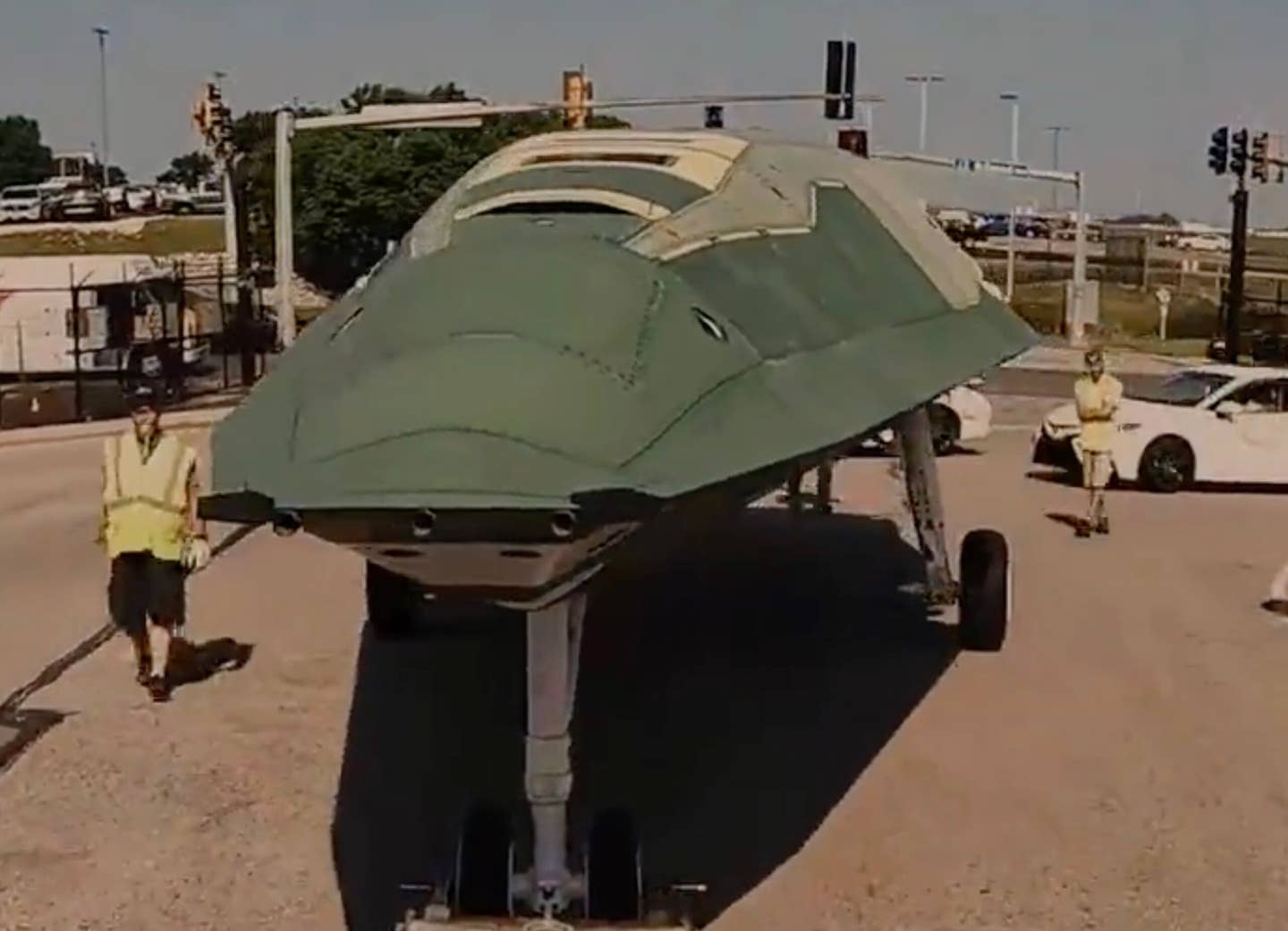 Aircraft being transported on a road. <em>Boeing screenshot</em>