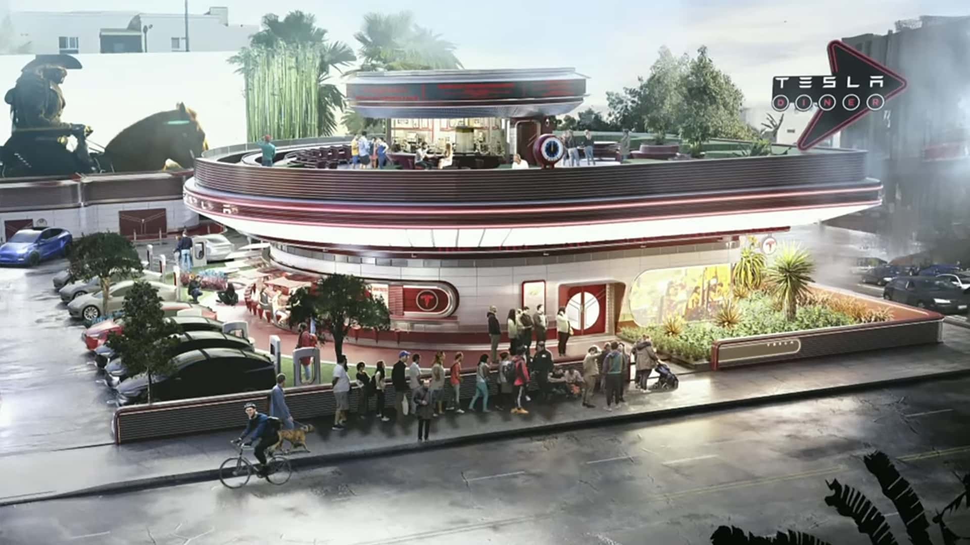 Construction Of Tesla Drive-In Theater And Restaurant Begins In Santa Monica