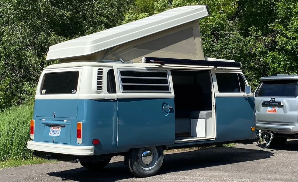 volkswagen type 2 bus camper trailer rear