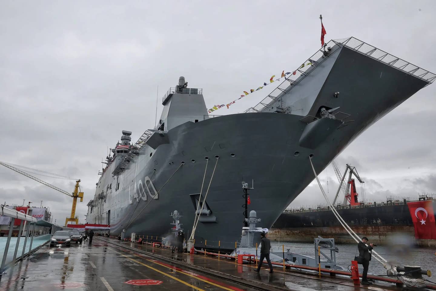 The TCG <em>Anadolu</em> on April 10, 2023 in Tuzla, Istanbul.<em> Photo by Ozan Guzelce/via Getty Images</em>