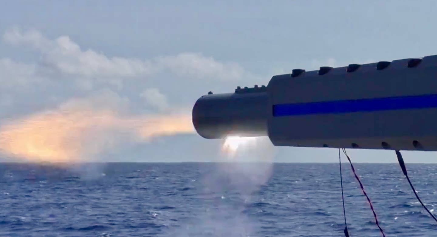 Railgun seen firing in the footage. <em>ATLA via Twitter/X</em>