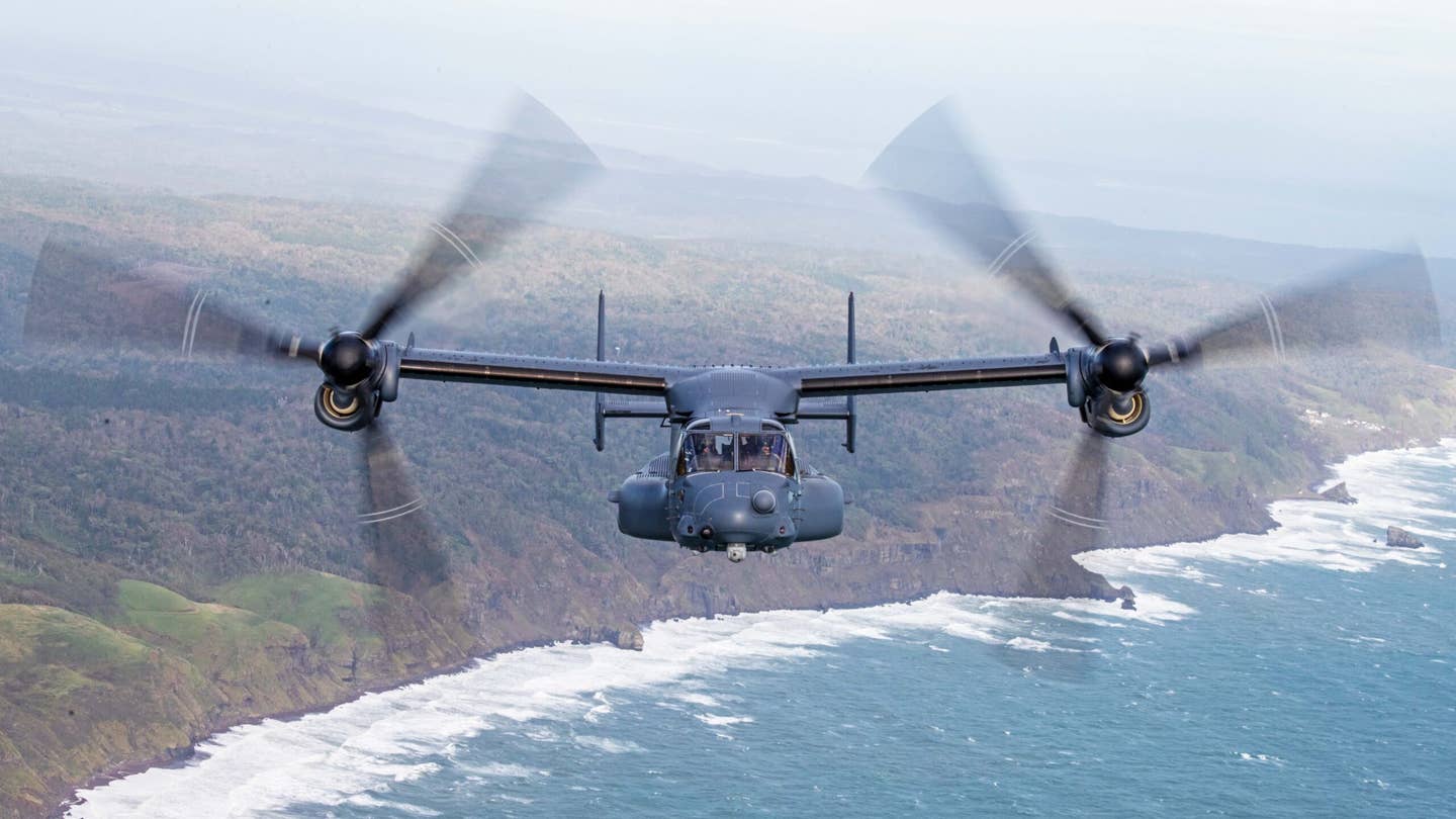 A CV-22 Osprey from the 21st Special Operations Squadron flies in support of exercise Resolute Dragon 22 over Kamifurano Maneuver Area, Hokkaido, Japan, Oct. 11, 2022. Resolute Dragon 22 is an annual bilateral exercise designed to strengthen the defensive capabilities of the U.S.-Japan Alliance by exercising integrated command and control, targeting, combined arms, and maneuver across multiple domains.