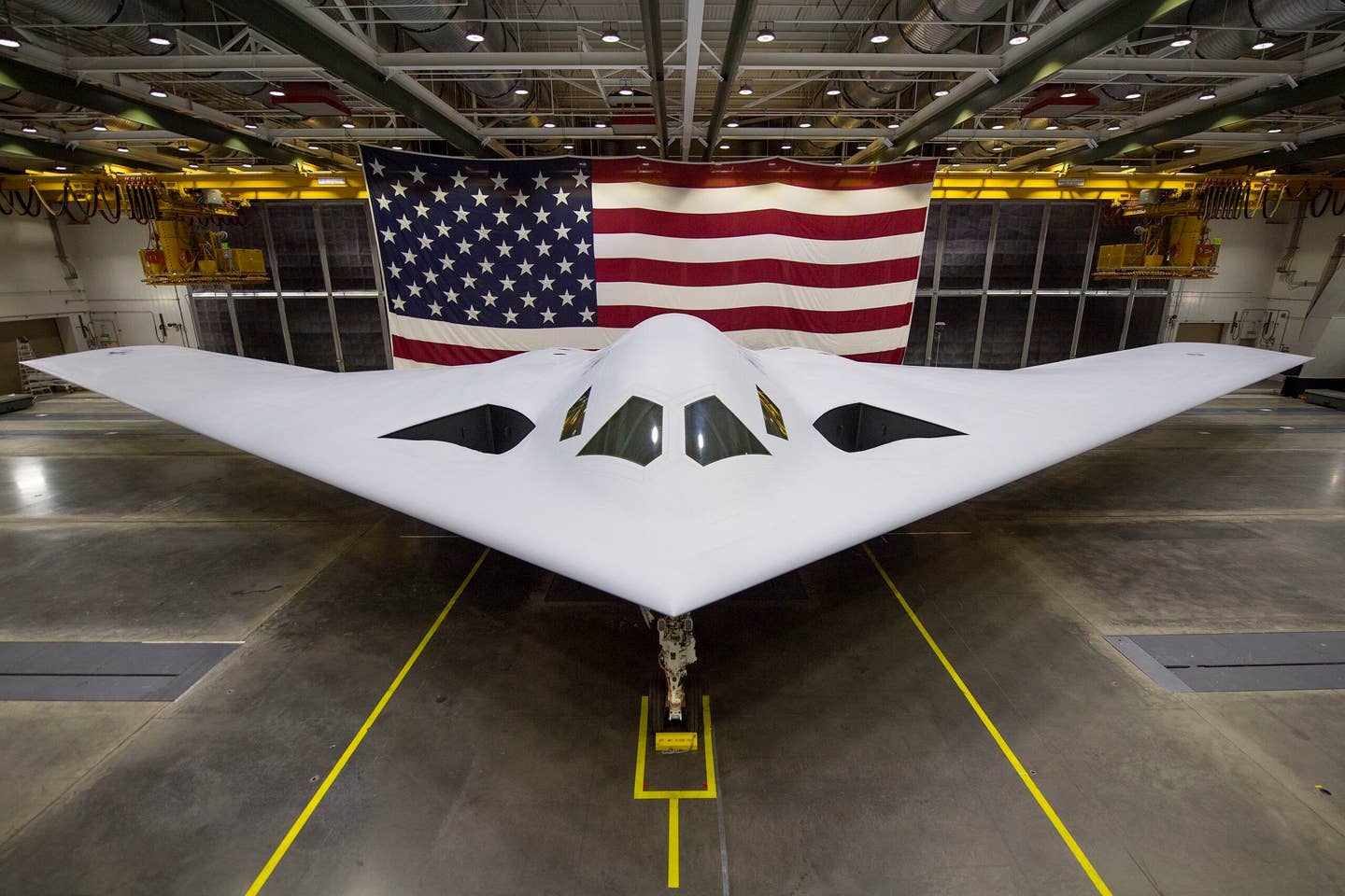 The B-21 was unveiled to the public at a ceremony on December 2, 2022, in Palmdale, California. <em>USAF</em>