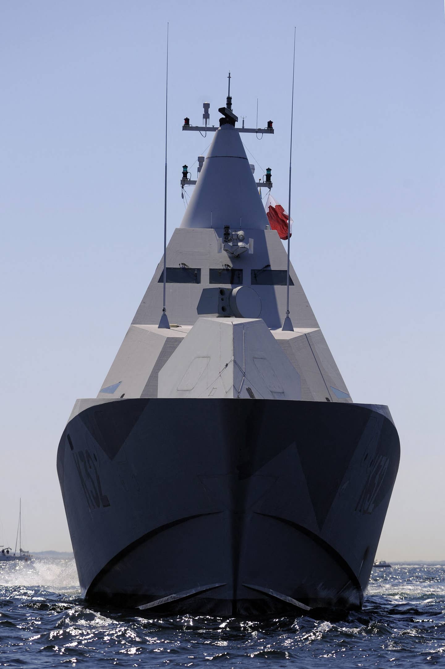 HSwMS <em>Helsingborg</em>, second in the class of <em>Visby</em> class corvettes, undergoing operational trials in June 2009 in Stockholm. <em>Photo by OLIVIER MORIN/AFP via Getty Images</em>