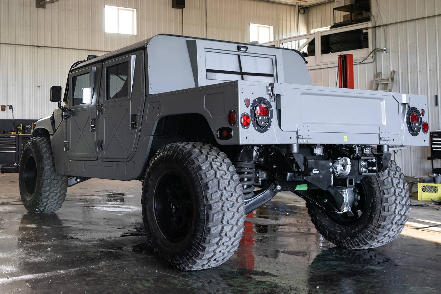 Rear view of the "Cyber-Hummer" H1 EV conversion