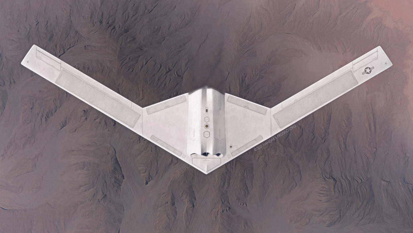 A rendering of how the drone commonly known as the RQ-180 might look. <em>Hangar B Productions</em>