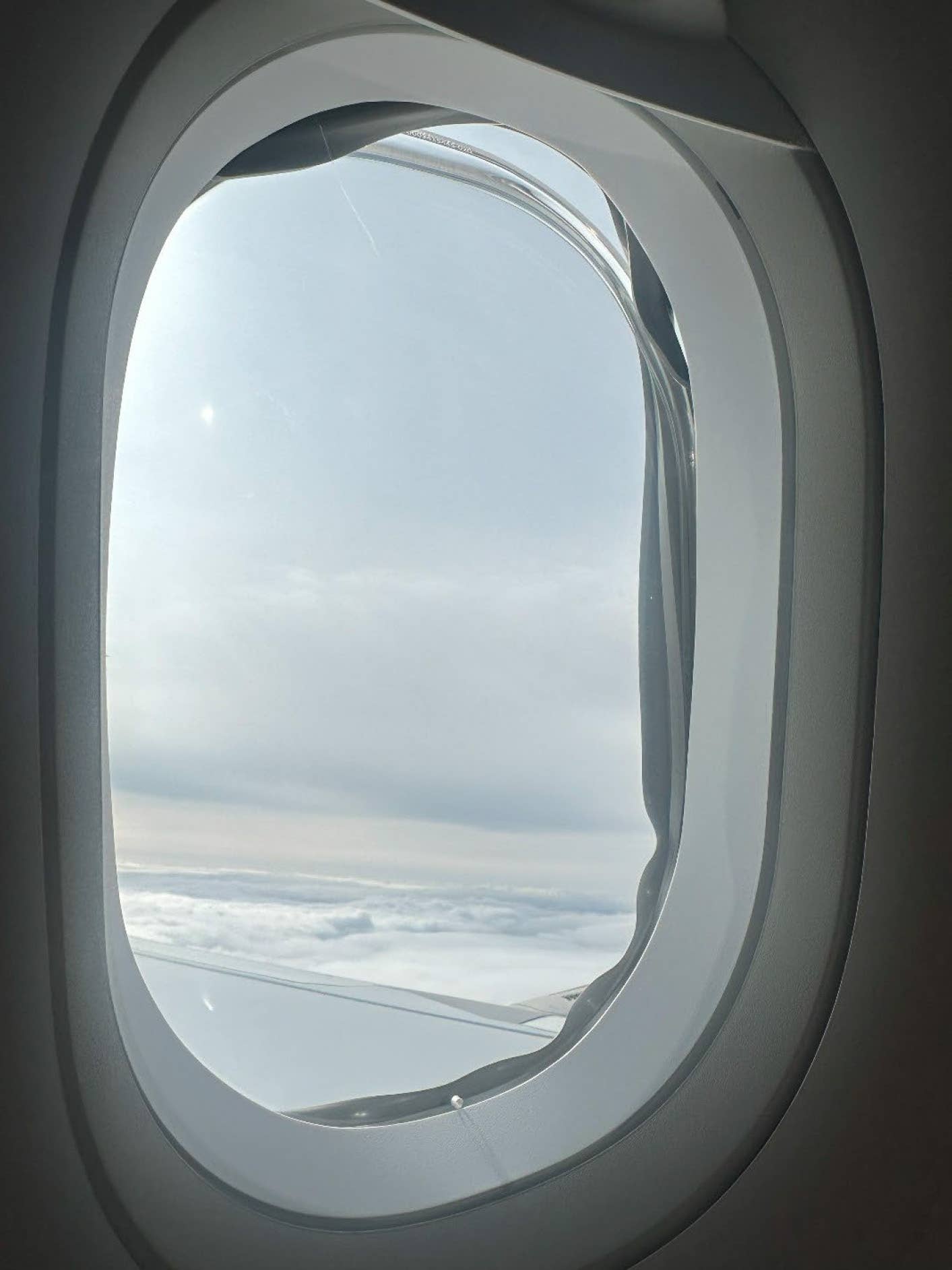 View from inside one of the damaged windows while airborne