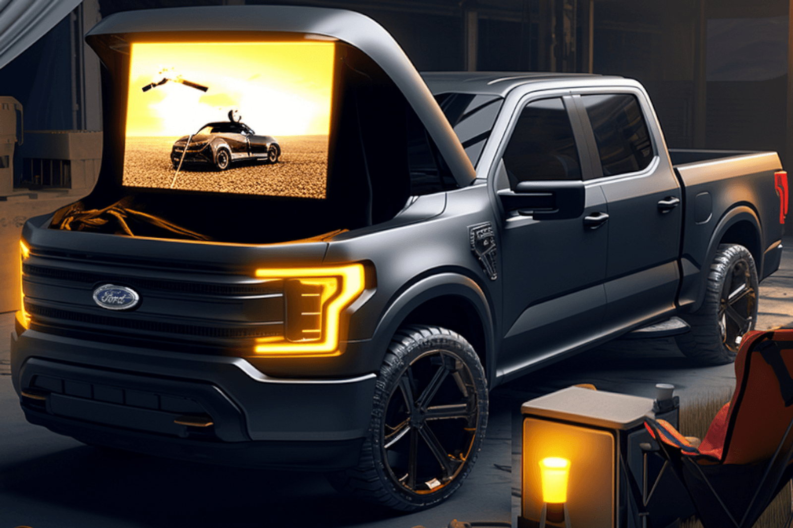 F-150 Lightning Frunk Designed For Mobile Cinema