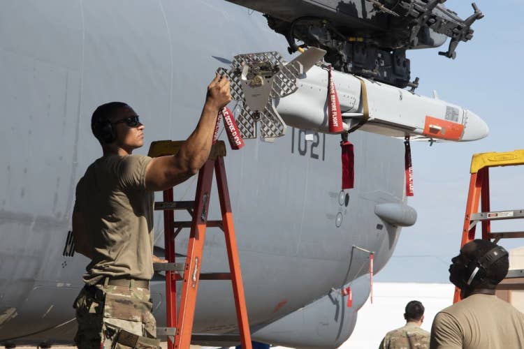 A MALD variant loaded onto a B-52H. (U.S. Air Force photo by Celeste Zuniga)