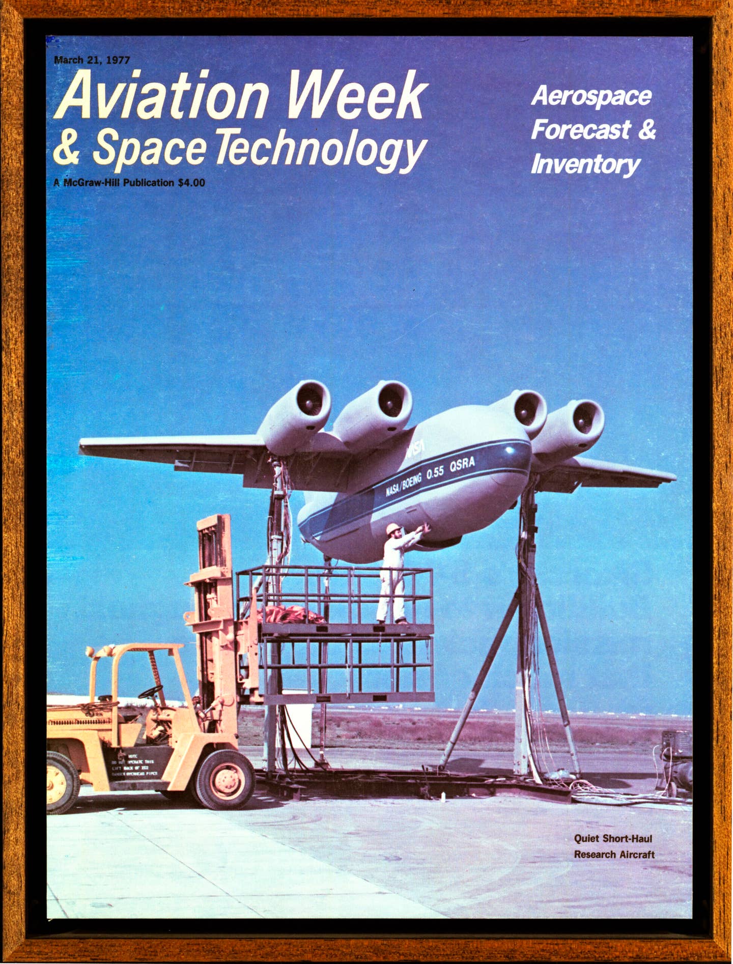 A static test rig for the QSRA that appeared on the cover of the <em>Aviation Week & Space Technology</em> on March 21, 1977.