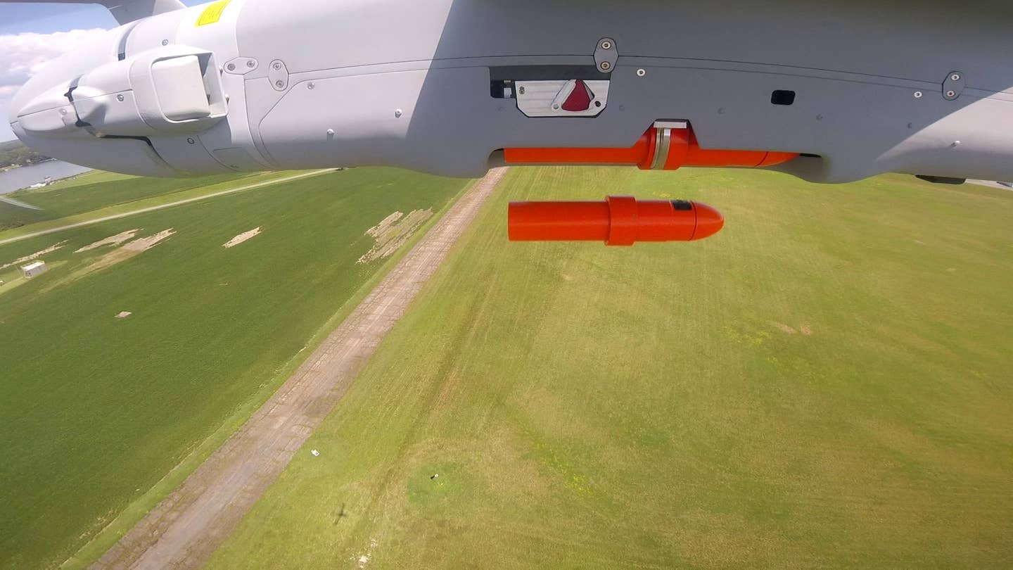 RQ-21 Blackjack conducting weapons testing, date/location unknown. <em>Insitu</em>