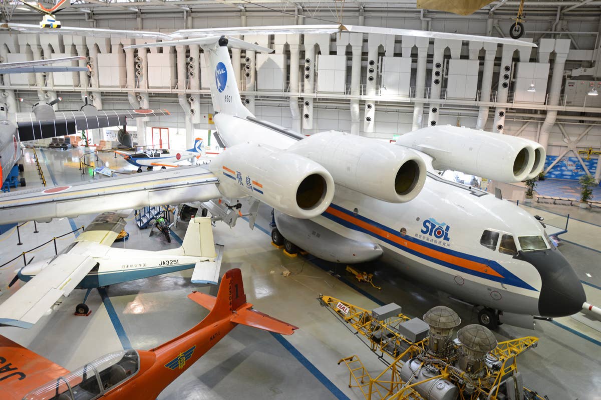 Based on the Kawasaki C-1, this is the one-off Quiet STOL research aircraft, or Asuka, developed by the National Aerospace Laboratory in Japan. It is now displayed at the Kakamigahara Aerospace Museum outside Gifu Air Base. <em>Richard Vandervord/Wikimedia Commons</em>