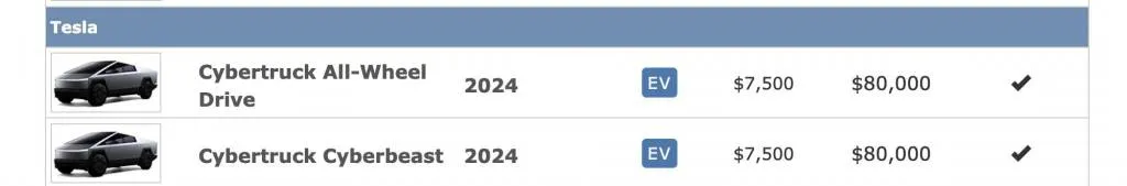 EPA indicates Tesla Cybertruck qualifies for $7,500 EV tax credit. - 12/2023
