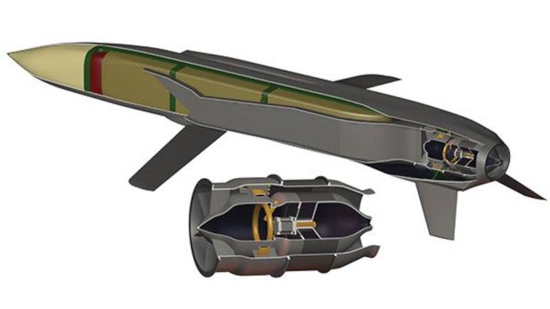 A rendering of a notional rotating detonation engine-powered missile that the Air Force Research Laboratory (AFRL) has previously released.<em> USAF/AFRL via Aviation Week</em>