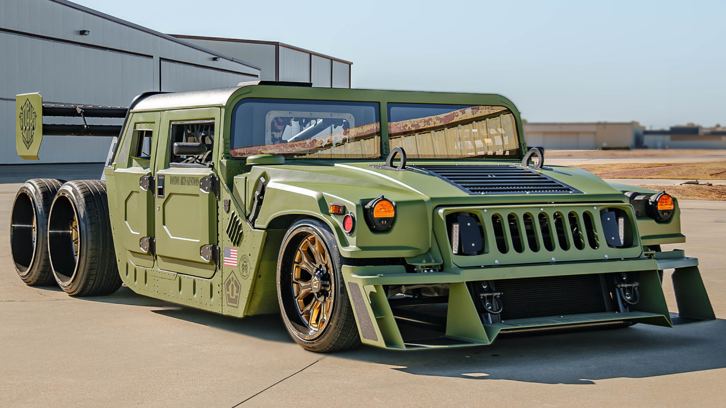 Green modified humvee