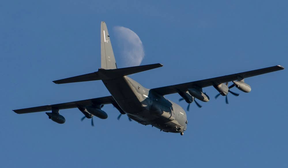 A MC-130J Commando II’s assigned to the 353rd Special Operations Group, Kadena Air Base, Japan flies over Yokota Air Base, Oct. 22, 2023, during a training mission. The 353rd SOG is an operational unit of the U.S. Air Force Special Operations Command, stationed at Kadena Air Base. (U.S. Air Force photo by Airman 1st Class Samantha White) <br>