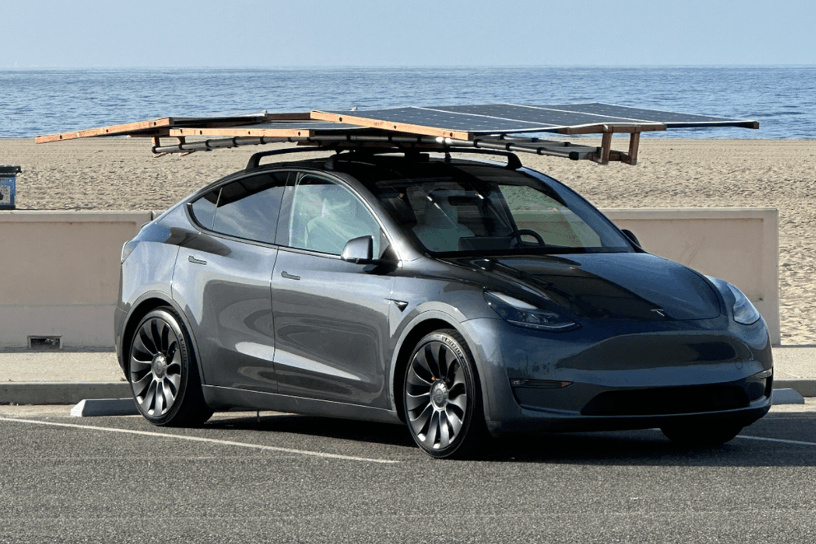 Tesla Model Y Owner Makes Own Solar Roof That Adds 20 Miles Daily