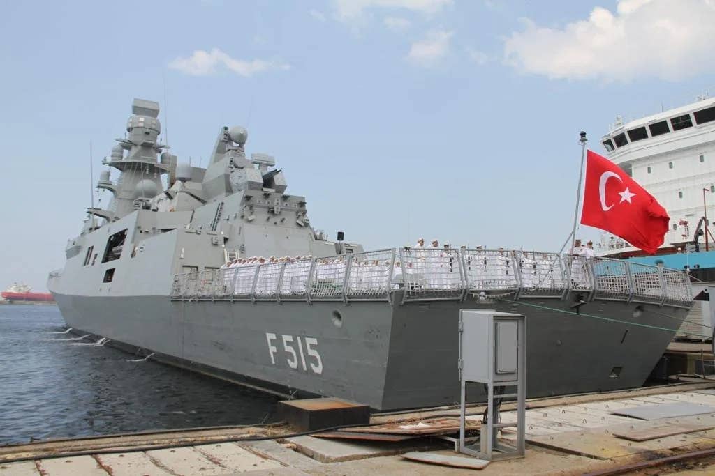 Rear of the frigate, showing the landing deck and hangar. <em>STM </em>