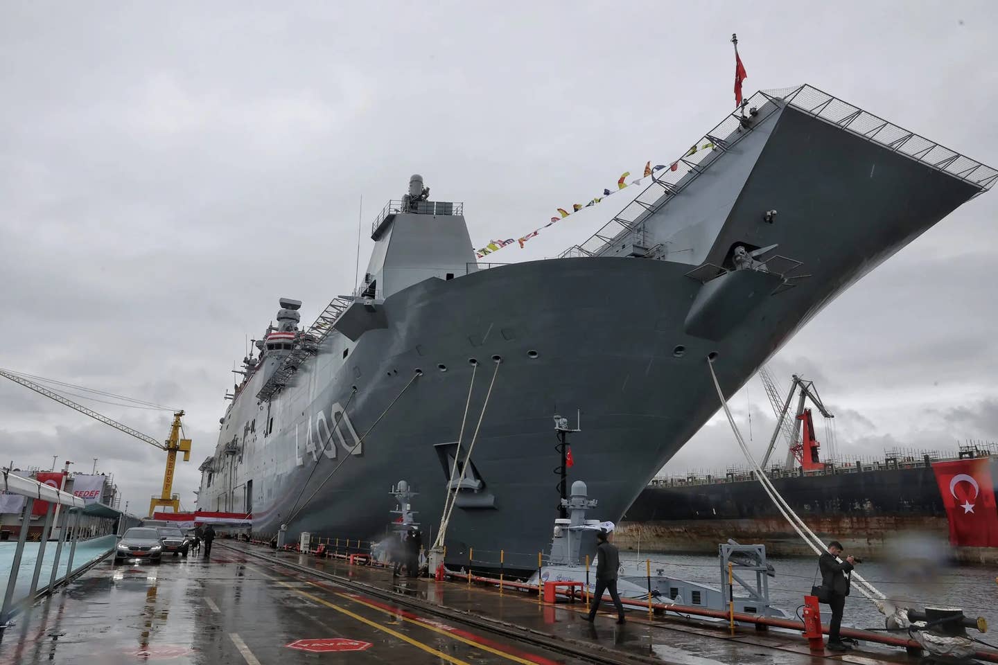 The TCG <em>Anadolu</em> on April 10, 2023 in Tuzla, Istanbul. <em>Photo by Ozan Guzelce via Getty Images</em>