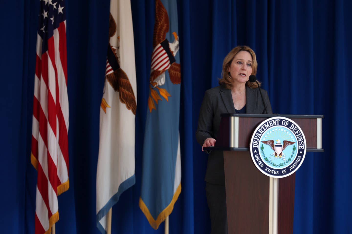 Deputy Defense Secretary Kathleen Hicks assumed several authorities from Defense Secretary Lloyd Austin on Jan. 2.  (Photo by Alex Wong/Getty Images)