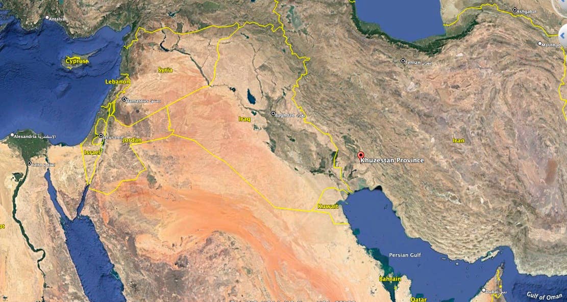 The Iranian strike on Idlib was the first missile attack launched from the IRGC-AF facility in Khuzestan Province since the Iran-Iraq war. (Google Earth image)