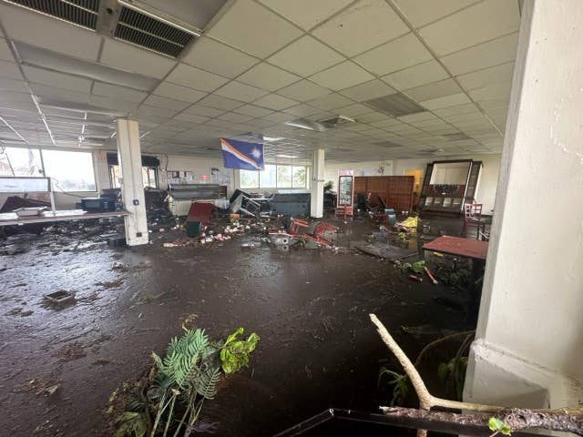 Flooding from huge waves caused extensive damage across U.S. Army facilities on Roi-Namur Island. (U.S. Army photo)