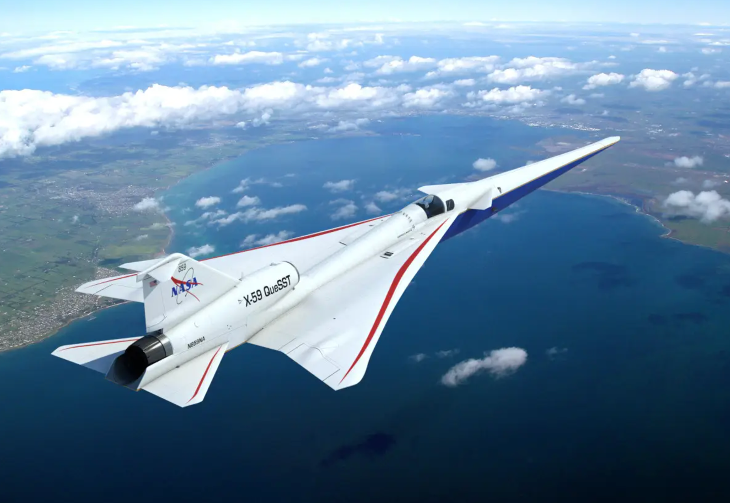 A rendering showing what the X-59A is expected to look like when completed. <em>Lockheed Martin</em>