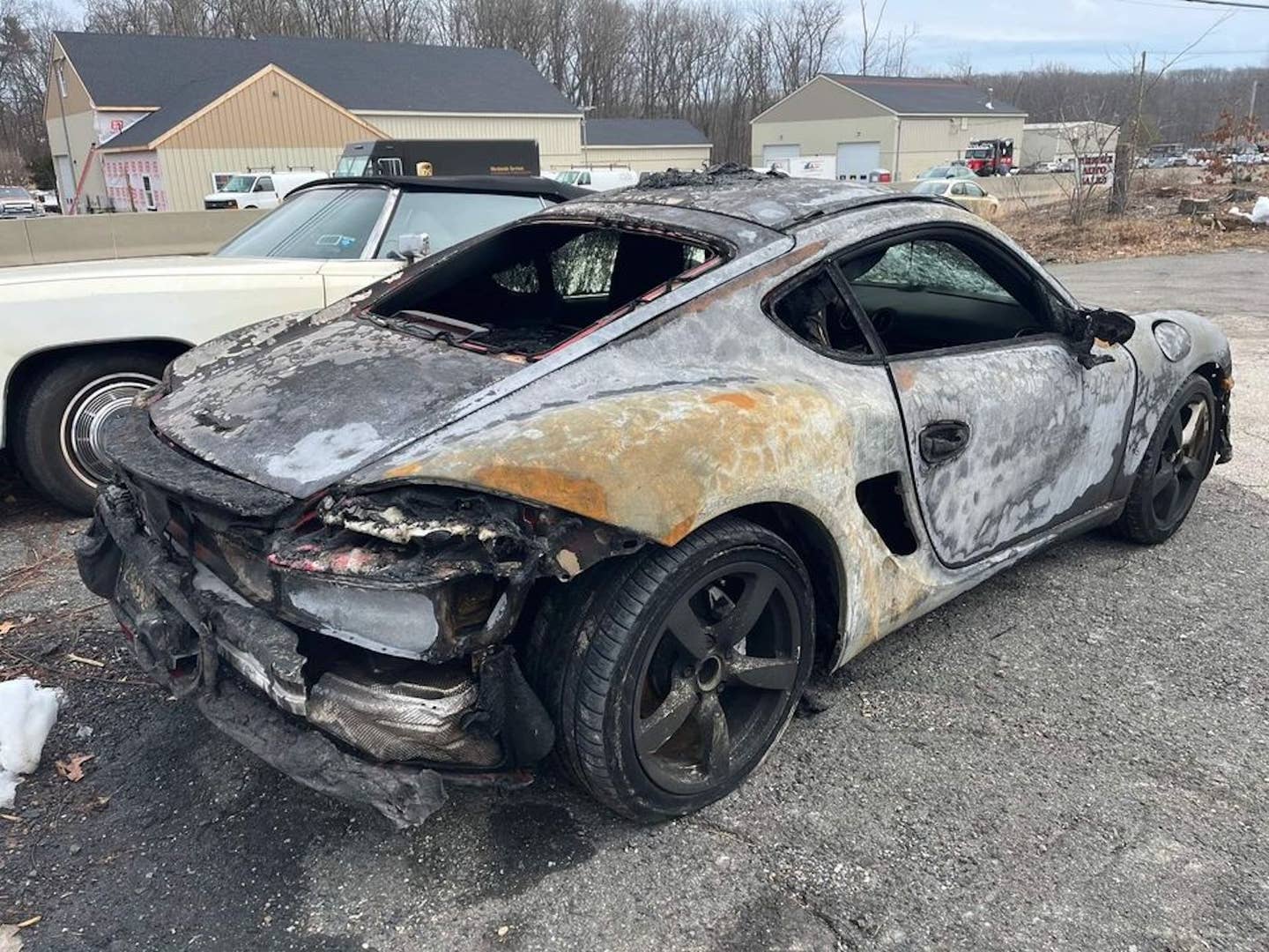 Burned 2007 Porsche Cayman. <em>Facebook Marketplace</em>