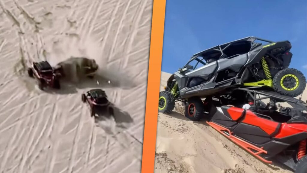 Good Guy UTV Driver Sacrifices His Can-Am to Stop Another Rolling Down a Dune