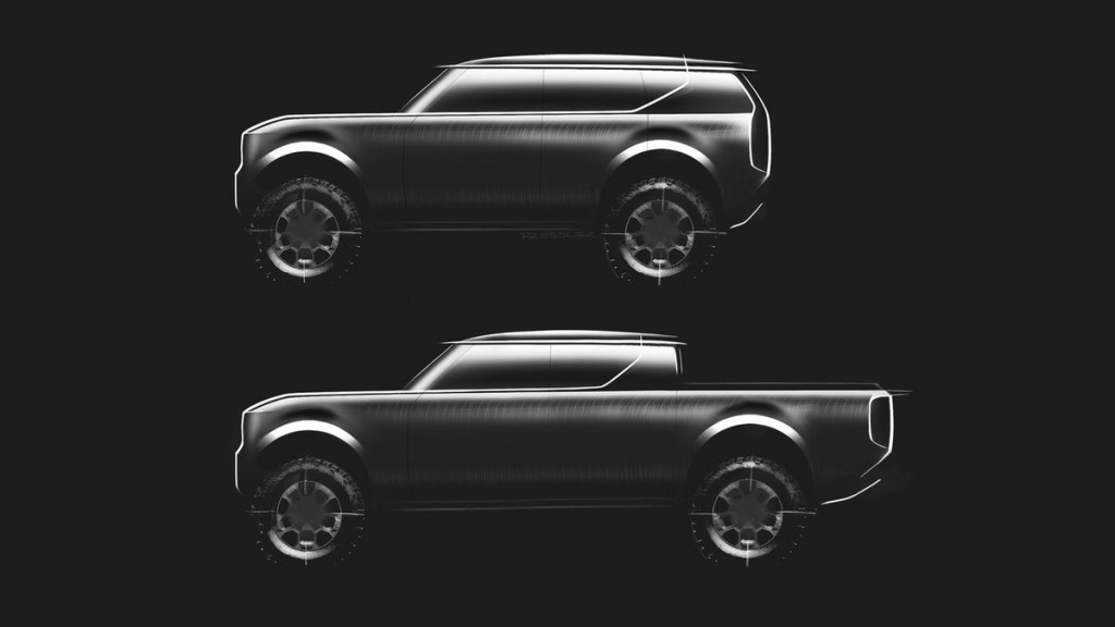 Teaser for modern Scout electric SUV and pickup